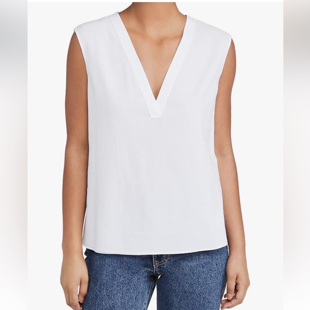 VINCE Rib Trim Double V - Neck Shell top XL
